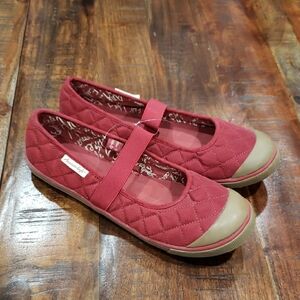 Red Quilted American Eagle Mary Jane Flats